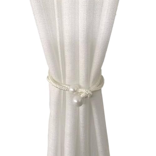 Vorhänge, Vorhänge, 2er-Pack Perlen-Vorhang-Raffhalter, verstellbare Seil-Raffhalter for Vorhänge, Elegante dekorative Fenstervorhang-Halterungen(White) von GETSTREE