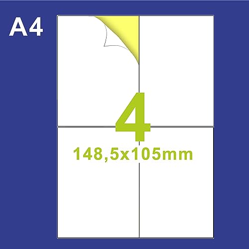 GFD - Klebeetiketten für Laserdrucker oder Inkjet-Drucker - Format A6 - Größe: 148,5 x 105 mm - 200 Blatt - Weiße, matte Oberfläche - Einfach mit Filzstiften und Stiften zu beschriften - Made in Italy von GFD