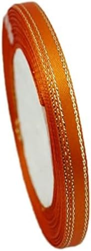 (25 Yards/Rolle) 6 mm Satinband mit silbernem Rand, Verpackungsbänder-Orange von GFFJHGGD