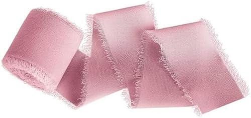 1 Rolle Chiffon-Seidenband für Einladungsdekoration, 4 cm x 5 m, rosa Bänder für Brautsträuße, Geschenkverpackungen, Tischfarbe 1–4 cm x 5 m von GFFJHGGD