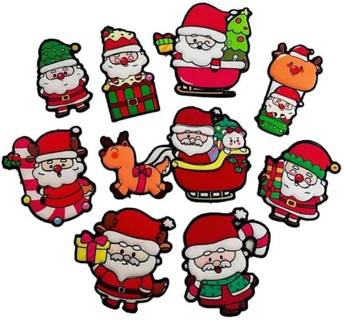 10 Stück/Set 10–12 cm Weihnachtsmann Hirsch kleine Stickflecken zum Aufbügeln auf Kleidung Applikation Patches Stickflecken für Stoff Jeans-Standard von GFFJHGGD