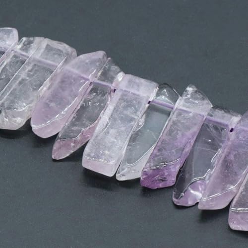 10 x 40 mm, 32 Stück, Achatperlen zur Armbandherstellung, Edelsteinperlen/Charm/Anhänger zur Schmuckherstellung, flacher Amethyst, 10 x 40 mm, 32 Stück von GFFJHGGD