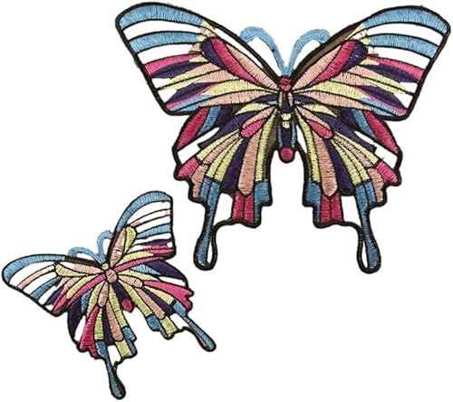 12/22 cm, 4-teilig, Schmetterling, kleine Stickflicken zum Aufbügeln auf Kleidung, Applikationen, Stickflicken für Kleidung, Größe L, Mix, 4-teilig von GFFJHGGD