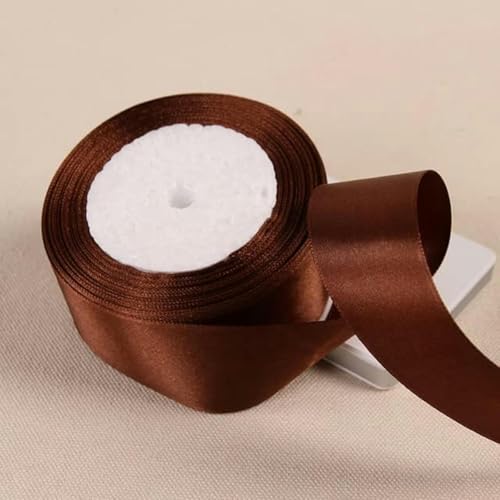 25 Yards/Rolle, 40 mm, Polyesterband, zum Verpacken von Weihnachtsfeiern, zu Hause, zum Selbermachen von Geschenken, Dekorationsbändern, handgefertigten Bändern-32 dunkler Kaffee-25 mm von GFFJHGGD