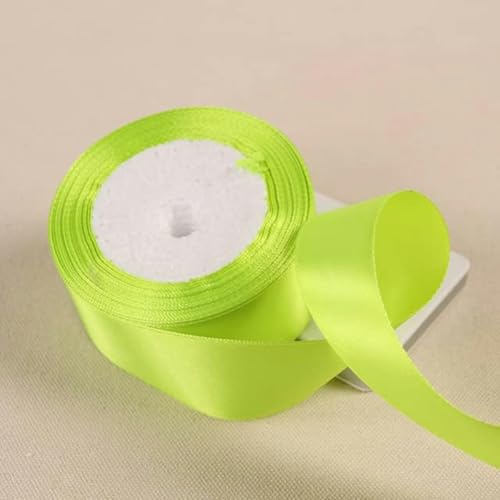 25 Yards/Rolle, 40 mm, Polyesterband, zum Verpacken von Weihnachtsfeiern, zu Hause, zum Selbermachen von Geschenken, Dekorationsbändern, handgefertigten Bändern-57 Fluoreszierendes Grün-10 mm von GFFJHGGD