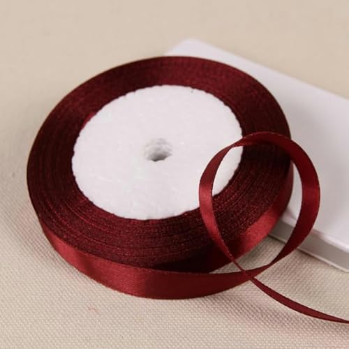 25 Yards/Rolle 12 mm Seidensatinband Weihnachten Geburtstagsfeier Geschenkverpackung Dekoration DIY Handarbeit Basteln-33 Weinrot-25 Yards 12 mm von GFFJHGGD