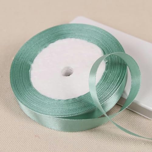 25 Yards/Rolle 12 mm Seidensatinband Weihnachten Geburtstagsfeier Geschenkverpackung Dekoration DIY Handarbeit Basteln-93 Silbergrün-25 Yards 12 mm von GFFJHGGD