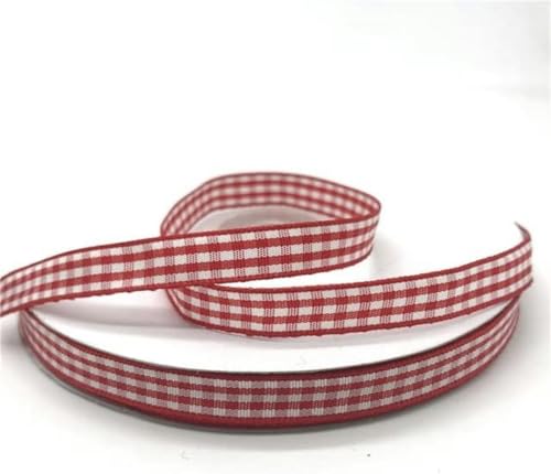 3 Rollen, 5 Yards, 10 mm, kariertes Gitterband, bedrucktes Band für Zuhause, Weihnachtsdekoration, DIY-Geschenkverpackung, rot von GFFJHGGD