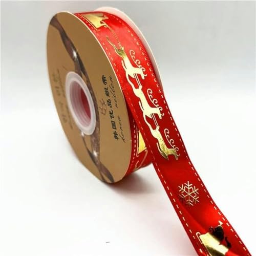 3 Rollen, 5 Yards, 25 mm, Weihnachtsband, bedrucktes Polyesterband für handgefertigte Schleifen, Party-Weihnachtsdekorationen, DIY-Verpackungen-09-5 Yards, 25 mm von GFFJHGGD