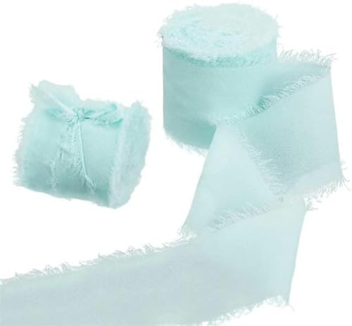 3 Rollen, 5 m/Rolle, Chiffon-Seidenband mit ausgefransten Kanten, handgefertigt für Einladungssträuße, transparentes Fransenband, Geschenkverpackung, Dekor, DIY-004 von GFFJHGGD