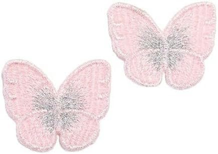 3 x 3,5 cm, 30 Stück, kleiner Cartoon-Schmetterling, Stickerei, Aufnäher zum Aufbügeln, chinesische Applikationen für Kleidung, kleine Aufnäher, rosa, 30 Stück von GFFJHGGD