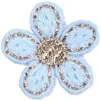 30 Stück 3 cm Blumen-Häkelapplikationen in Blau, Häkel-Blumenaufnäher, kleine Stickapplikationen zum Aufbügeln für Kleidung, Hellblau, 30 Stück von GFFJHGGD