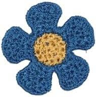 30 Stück 3 cm Blumen-Häkelapplikationen in Blau, Häkel-Blumenflicken, kleine Stickapplikationen zum Aufbügeln für Kleidung, Blau, 30 Stück von GFFJHGGD