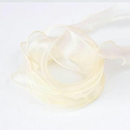 4 cm Chiffonband mit Draht, transparente Organza-Satinbänder für Weihnachtsgeschenkverpackungen, Schleifenkränze, DIY-Bastelarbeiten, A, Elfenbein, 4 cm x 2,2 m von GFFJHGGD