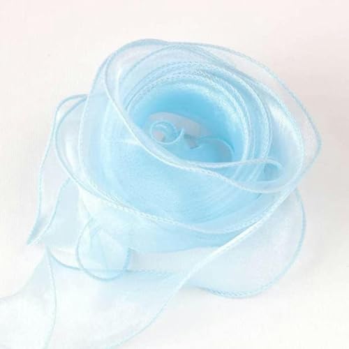 4 cm Chiffonband mit Draht, transparente Organza-Satinbänder für Weihnachtsgeschenkverpackungen, Schleifenkränze, DIY-Bastelarbeiten, A Blau, 4 cm x 2,2 m von GFFJHGGD