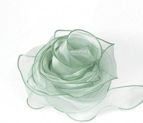 4 cm Chiffonband mit Draht, transparente Organza-Satinbänder für Weihnachtsgeschenkverpackungen, Schleifenkränze, DIY-Bastelarbeiten, A Grün, 4 cm x 2,2 m von GFFJHGGD