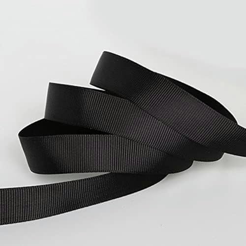 5 Yards/Los 7 mm 10 mm 15 mm 20 mm 25 mm 38 mm buntes Ripsband für Dekorationsband, Weihnachtsbastel-Geschenkpapier, Satin-Schwarz-7 mm, 5 Yards von GFFJHGGD