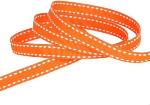 5 Yards/Los Breite 10 mm gepunktetes Ripsband mit Stichmuster, Geschenkverpackungsbänder zum Backen von Bändern, Basteln, handgefertigten Accessoires-Orange Rot-10 mm 5 Yards von GFFJHGGD