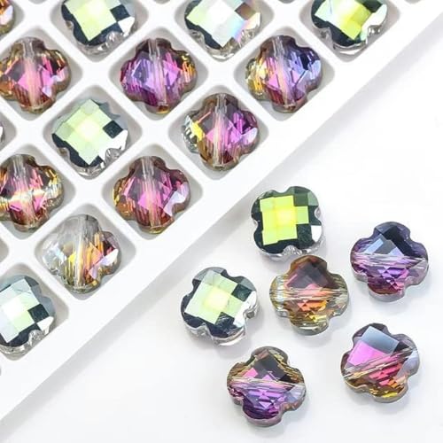 50 Stück/Lot Vierblattperlen Glasperlen 12 mm Charm Kristallrot Anhänger für DIY Herstellung von Schmuck Handarbeiten Zubehör-Standard von GFFJHGGD