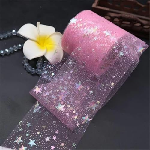 60 mm, 25 Yards, glitzernde Pailletten, Chiffon-Organzaband, DIY, handgefertigt, Party-Geschenkpapier, Rose von GFFJHGGD