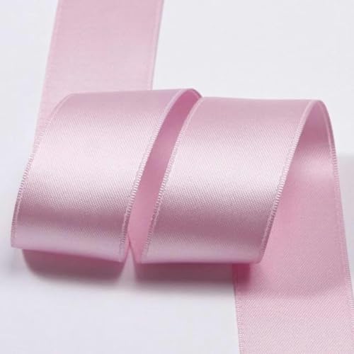 Polyester-Satin-Baumwollbänder 3 5 7 10 16 25 38 mm 1 Zoll Schleife Schmuck Blumenkuchen Geschenkbox Verpackung Rosa Riemenband-001-25 mm 50 Yards von GFFJHGGD