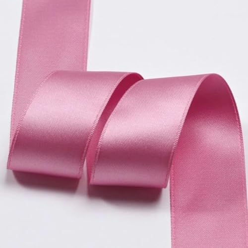 Polyester-Satin-Baumwollbänder 3 5 7 10 16 25 38 mm 1 Zoll Schleife Schmuck Blumenkuchen Geschenkbox Verpackung Rosa Riemenband-008-25 mm 50 Yards von GFFJHGGD