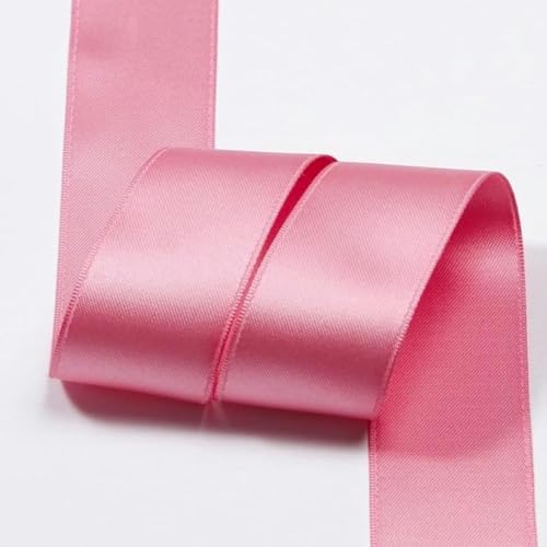 Polyester-Satin-Baumwollbänder 3 5 7 10 16 25 38 mm 1 Zoll Schleife Schmuck Blumenkuchen Geschenkbox Verpackung Rosa Riemenband-019-25 mm 50 Yards von GFFJHGGD