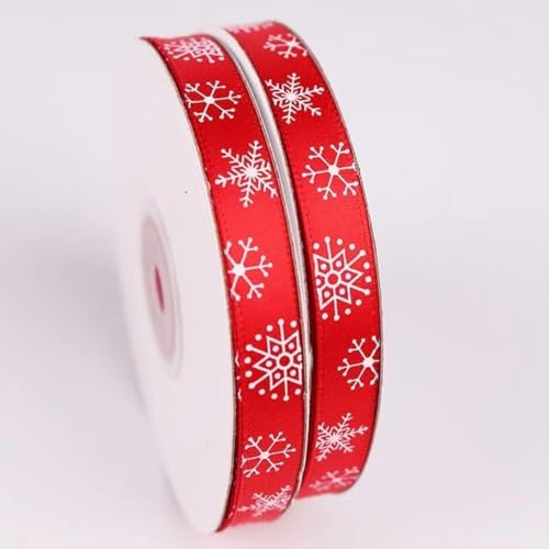 Rollen 5 Yards/Rolle Grün/Rot Schneeflocke Organzaband DIY Bownot Geschenkverpackung Party Weihnachtsbänder Dekoration 10 mm-Rot von GFFJHGGD