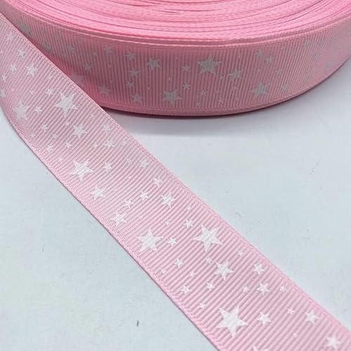 Rollen 5 Yards 15–38 mm Ripsband aus Satin mit bedrucktem Stern für Weihnachtsfeier-Dekorationen, DIY-Schleifen, Bastelbänder, Zubehör-04–15 mm (5 Yards) von GFFJHGGD