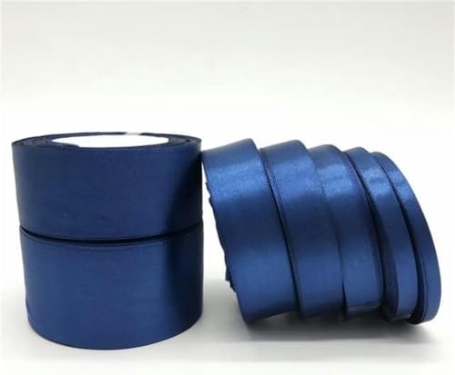 Satinband, 25 Yards/Rolle, 6 mm – 50 mm, Band für Schleife, Weihnachtsfeier-Dekoration, DIY-Geschenkverpackung, Marineblau, 25 mm von GFFJHGGD