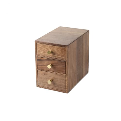 Schmuckschatulle aus Holz, Schublade, Schreibtisch-Aufbewahrungsbox, schwarze Walnuss, kleiner Holzschrank, Veranda, Tisch, Ablagefach, Haushaltskleinteile, kleine Box, Schmuck-Aufbewahrungsbox von GFHGJNBBN