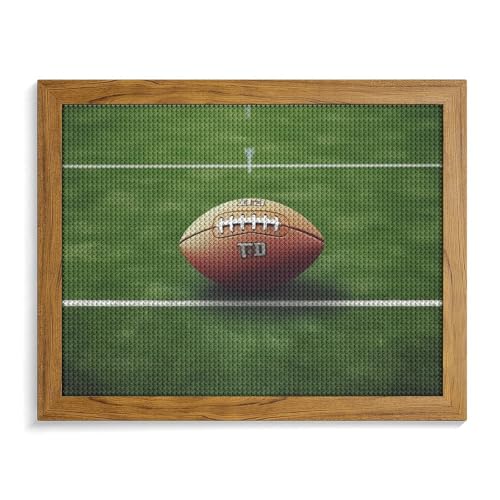 American Football Field Ball Sport Diamond Painting Kits für Erwachsene, Vollbohrer, Diamant-Punkte, Gemälde mit Rahmen, runde 5D-Farbe mit Diamanten, Bilder, Kunstmalerei-Kits, DIY Handwerk für von GFLFMXZW