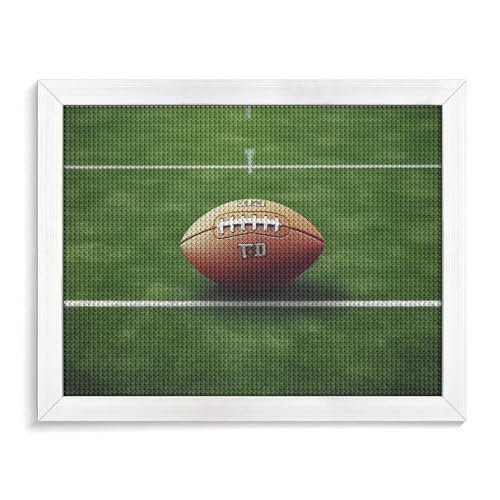 American Football Field Ball Sport Diamond Painting Kits für Erwachsene, Vollbohrer, Diamant-Punkte, Gemälde mit Rahmen, runde 5D-Farbe mit Diamanten, Bilder, Kunstmalerei-Kits, DIY Handwerk für von GFLFMXZW