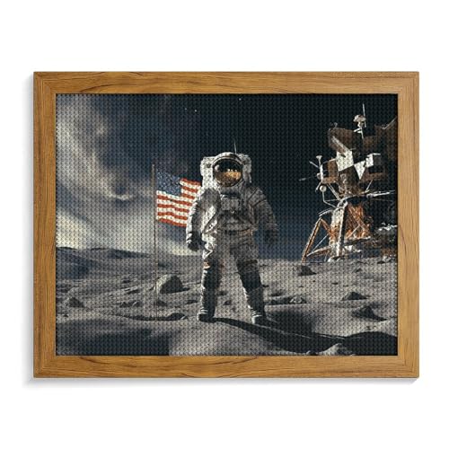 Astronaut Landing on The Moon Diamond Painting Kits for Adults Full Drill Diamond Dots Paintings with Frame Round 5D Paint with Diamonds Pictures Art Painting Kits DIY Crafts for Home Decor 50.0 cm X von GFLFMXZW