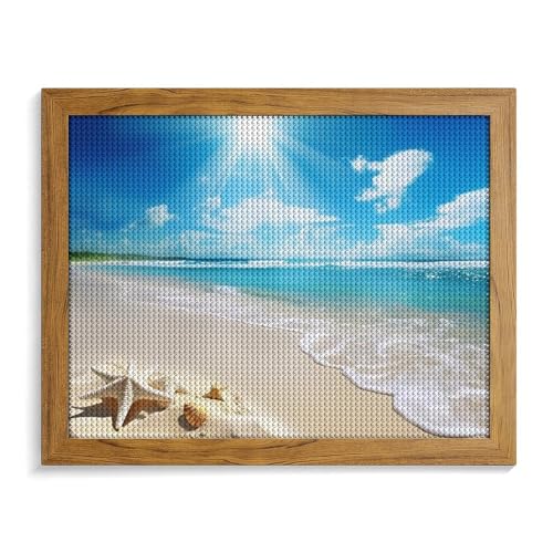 Bright Sunshine Summer Beach Diamond Painting Kits for Adults Full Drill Diamond Dots Paintings with Frame Round 5D Paint with Diamonds Pictures Art Painting Kits DIY Crafts for Home Decor 50.0 cm X von GFLFMXZW