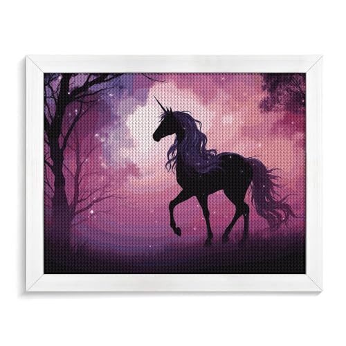 Fantasy Purple Horse Diamond Painting Kits for Adults Full Drill Diamond Dots Paintings with Frame Round 5D Paint with Diamonds Pictures Art Painting Kits DIY Crafts for Home Decor 50.0 cm X 40.9 cm von GFLFMXZW