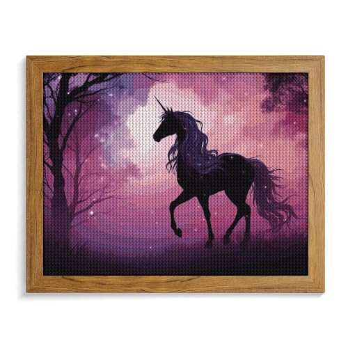 Fantasy Purple Horse Diamond Painting Kits for Adults Full Drill Diamond Dots Paintings with Frame Round 5D Paint with Diamonds Pictures Art Painting Kits DIY Crafts for Home Decor 50.0 cm X 40.9 cm von GFLFMXZW