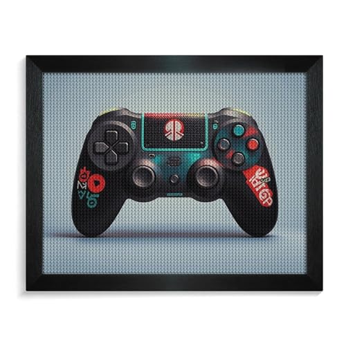 GFLFMXZW Game Console Ing Diamond Painting Kits für Erwachsene, Vollbohrer, Diamant-Punkte, Gemälde mit Rahmen, runde 5D-Farbe mit Diamanten, Bilder, Kunstmalerei-Kits, DIY Handwerk für von GFLFMXZW