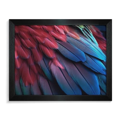 GFLFMXZW Parrot Wings Diamond Painting Kits für Erwachsene, Vollbohrer, Diamant-Punkte, Gemälde mit Rahmen, runde 5D-Farbe mit Diamanten, Bilder, Kunstmalerei-Kits, DIY Handwerk für Heimdekoration, 50 von GFLFMXZW