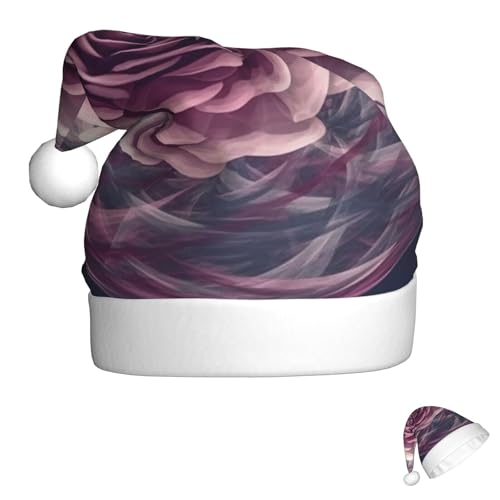 GFLFMXZW Weihnachtsmütze für Erwachsene, weicher Plüsch, Weihnachtsmütze, Kugel, blühende Blume, Rose, Unisex, Weihnachtsmannmütze für Urlaubsparty von GFLFMXZW