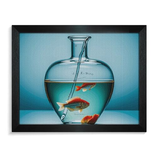 Instruments of Water And Fish Diamond Painting Kits for Adults Full Drill Diamond Dots Paintings with Frame Round 5D Paint with Diamonds Pictures Art Painting Kits DIY Crafts for Home Decor 50.0 cm X von GFLFMXZW