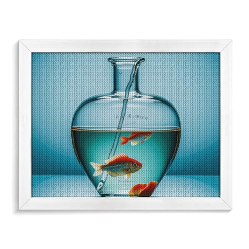 Instruments of Water And Fish Diamond Painting Kits for Adults Full Drill Diamond Dots Paintings with Frame Round 5D Paint with Diamonds Pictures Art Painting Kits DIY Crafts for Home Decor 50.0 cm X von GFLFMXZW