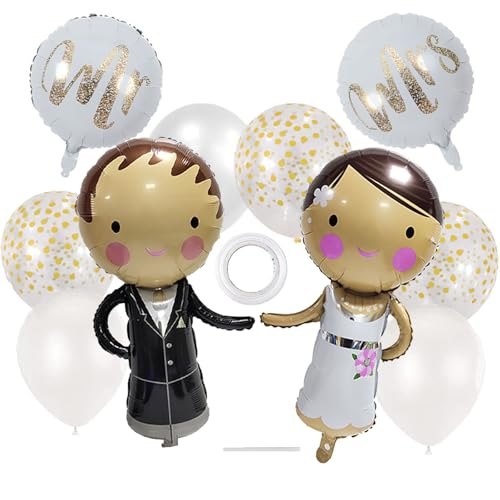 Deko Hochzeit,Just Married Hochzeit Deko Set, Luftballons Hochzeits, Brautpaar Folienballon, Hochzeit Ballons für Verlobungs, Standesamt Deko, Just Married Deko von GFTCGK