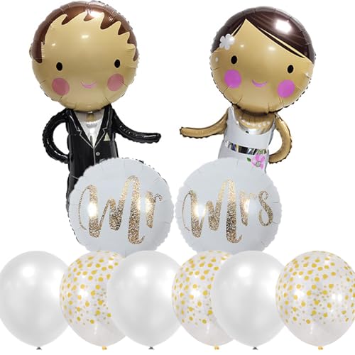 Just Married Hochzeit Deko Set, Mr and Mrs Deko Hochzeit, Brautpaar Folienballon, Hochzeit Luftballons, Hochzeit Ballons für Verlobungs, Standesamt Deko, Hochzeitstag Party Dekoration von GFTCGK