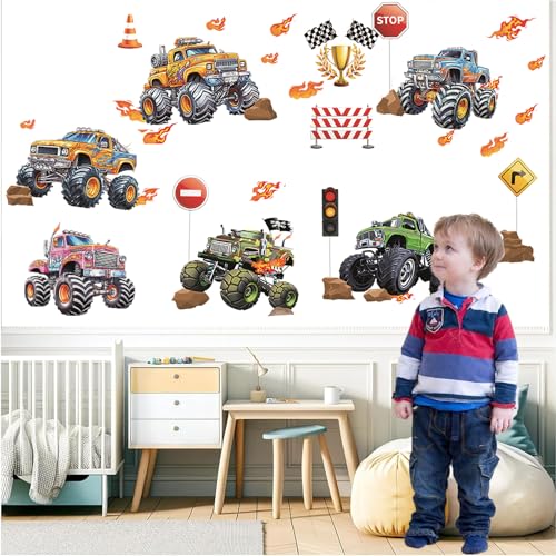 Wandtattoo Traktor,Wandtattoo Kinderzimmer,Wanddekoration,Rennwagen Wandaufkleber, Straßenfahrzeug Wandaufkleber, Kinderspielzimmer, Wanddekorationen, Geschenke Lastwagen Wandsticker von GFTCGK