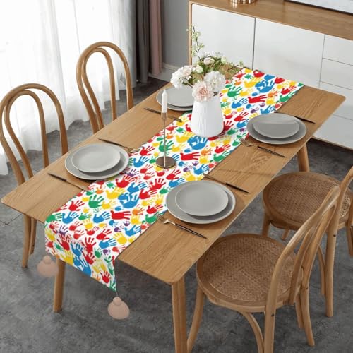 Handdruck-Tischdecke im Bauernhaus-Stil, für Zuhause, Küche, Esszimmer, Party, Familienessen, Hochzeit, Erntedankfest, Weihnachten, 35,6 x 152,4 cm von GFYHTN