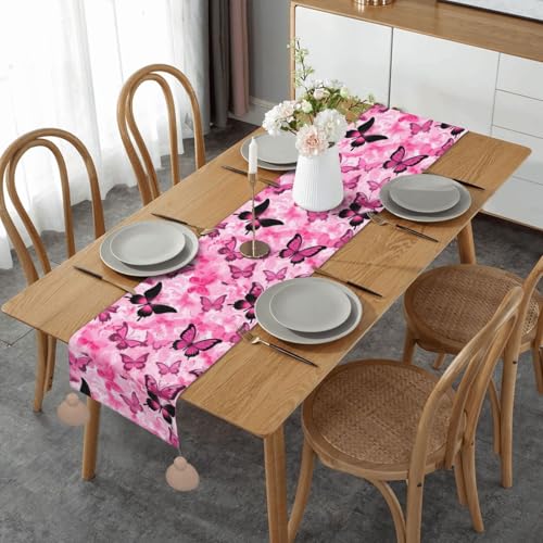 Tischabdeckung für Zuhause, Küche, Esszimmer, Party, Familienessen, Hochzeit, Erntedankfest, Weihnachten, 35,6 x 152,4 cm, Rosa von GFYHTN