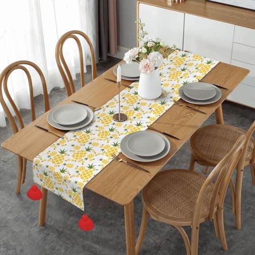 Tischabdeckung mit Ananas-Druck, für Zuhause, Küche, Esszimmer, Party, Familienessen, Hochzeit, Erntedankfest, Weihnachten, 35,6 x 152,4 cm von GFYHTN