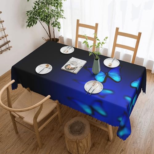 GGDCRFF Blaue Tischdecke mit Schmetterlings-Aufdruck, für den Innen- und Außenbereich, dekorativ und funktional, perfekt für Cafés, Abendessen, Picknicks und mehr von GGDCRFF