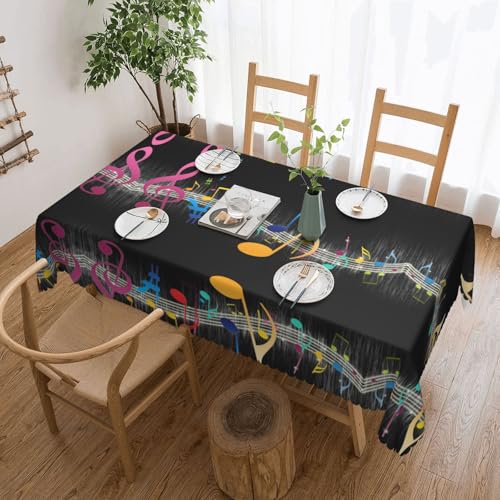 GGDCRFF Bunte Tischdecke mit Musiknoten-Druck für den Innen- und Außenbereich, dekorativ und funktional, perfekt für Cafés, Abendessen, Picknicks und mehr von GGDCRFF